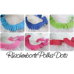 Rüschenborte Polka Dots 30mm blau